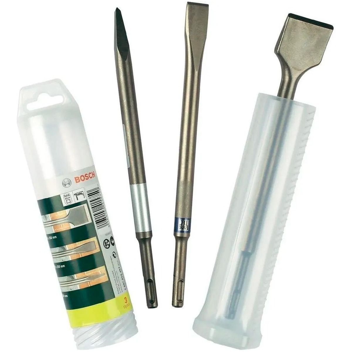 BOSCH - Set de Cinceles Bosch SDS-Plus 3 Piezas Punta Plano y Pala