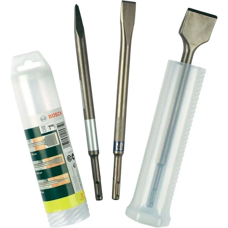 BOSCH - Set de Cinceles Bosch SDS-Plus 3 Piezas Punta Plano y Pala