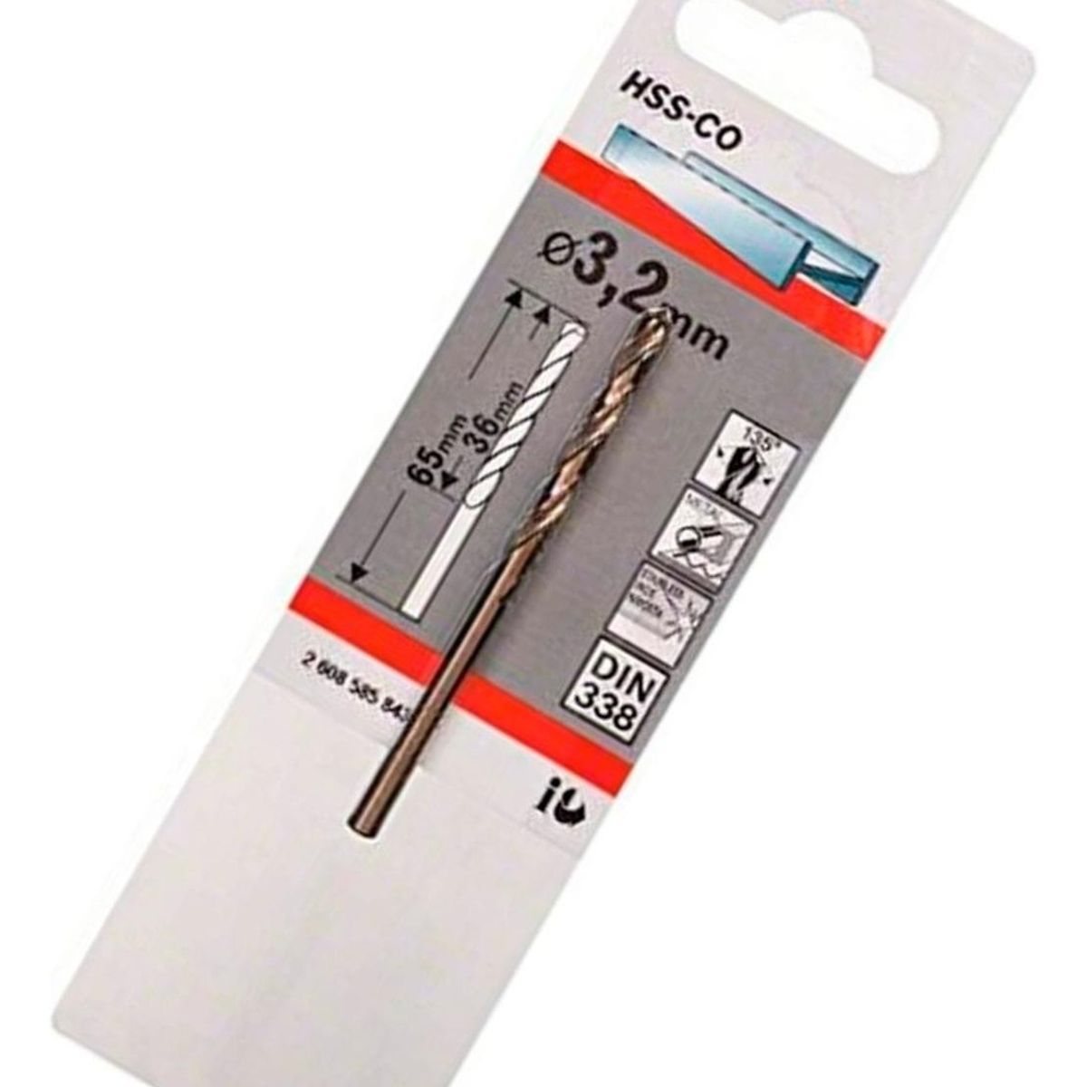 BOSCH - Bosch Broca Metal Cobalto HSS-Co 3.2 x 36 x 65