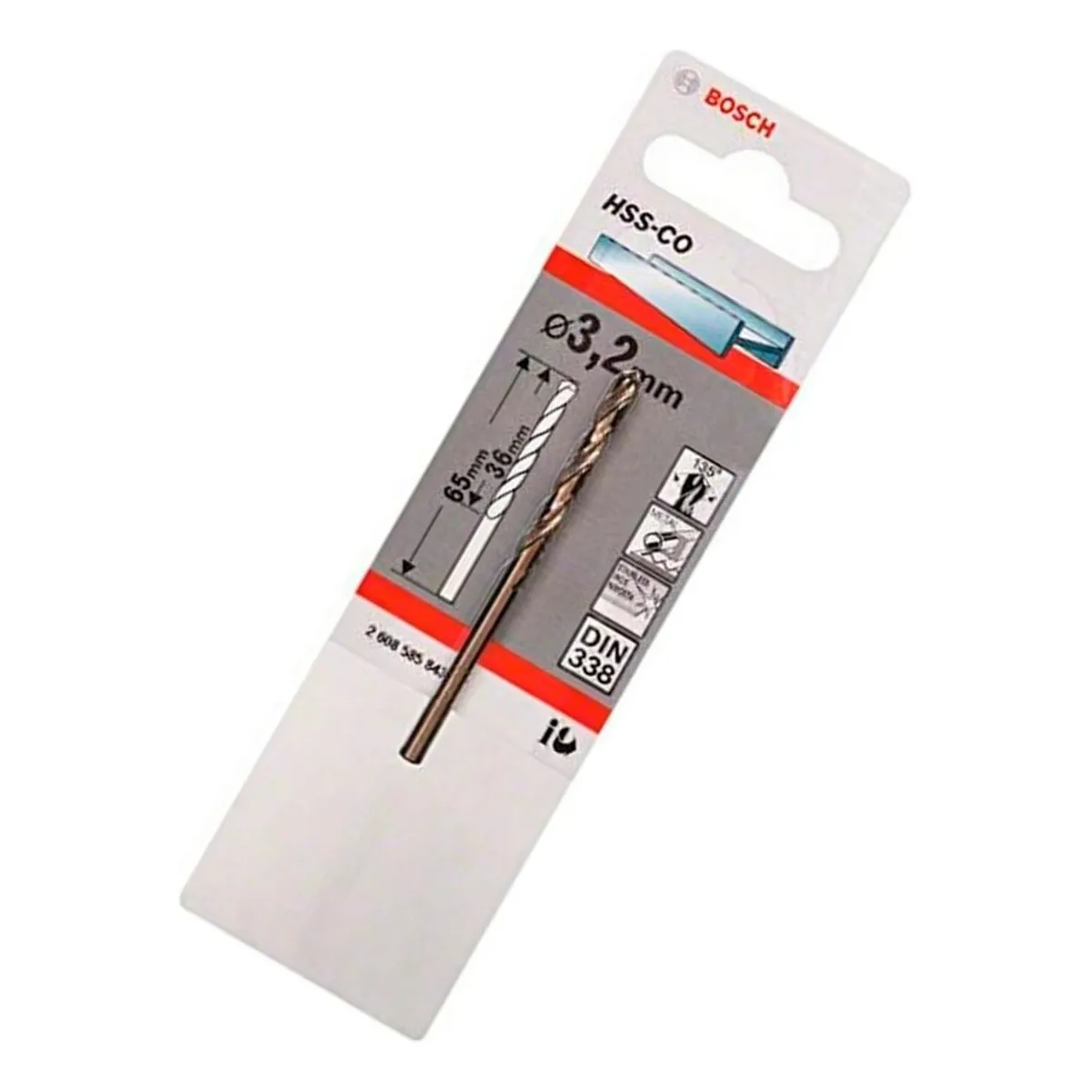 BOSCH - Bosch Broca Metal Cobalto HSS-Co 3.2 x 36 x 65