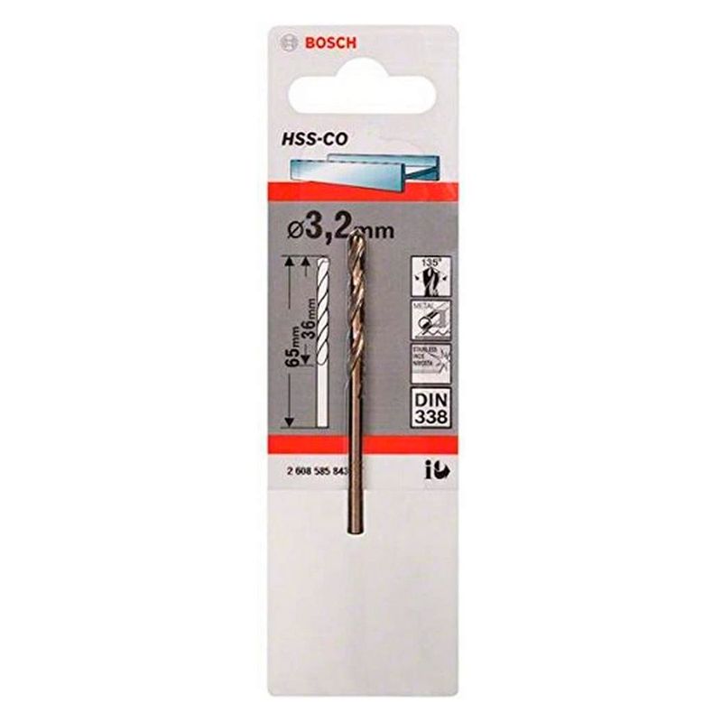BOSCH - Bosch Broca Metal Cobalto HSS-Co 3.2 x 36 x 65