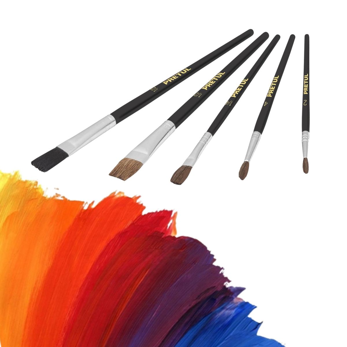 PRETUL - Juego de pinceles 5 piezas, fino acabado Pretul