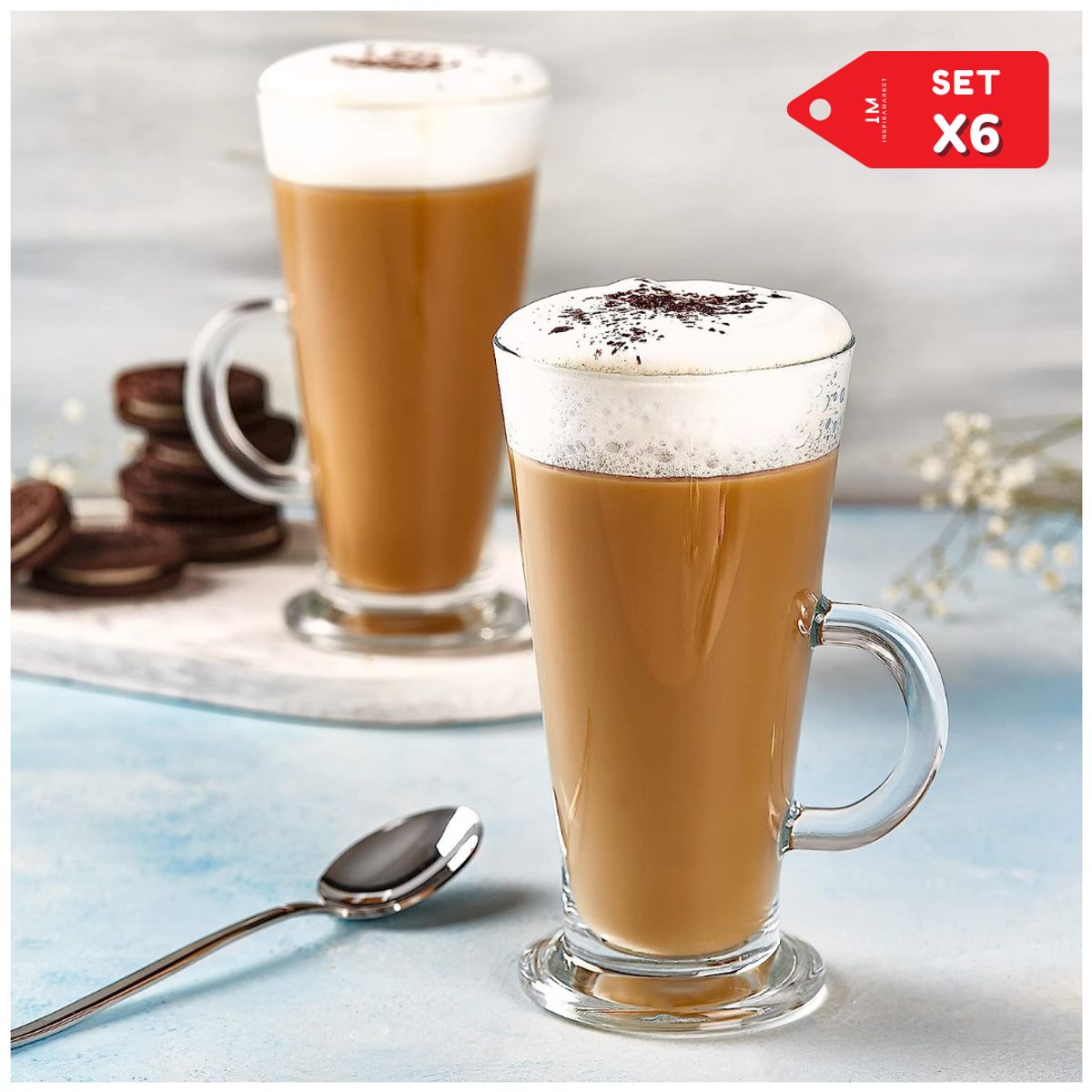 INSPIRA MARKET - Tazas de café Irlandesas Altas con asa Set x6