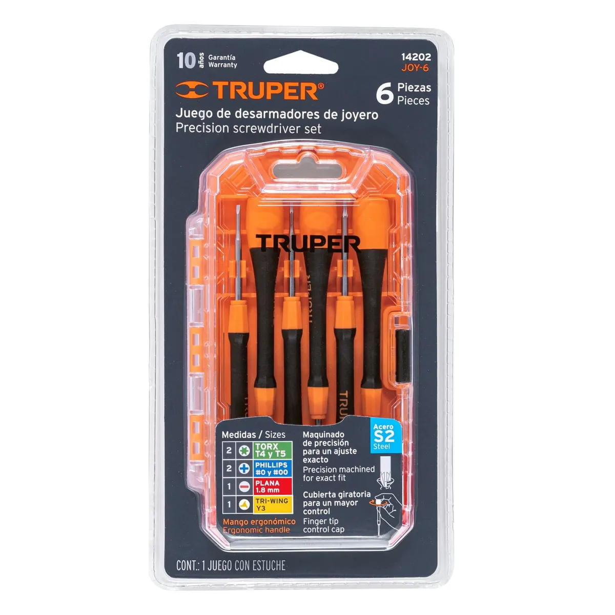 TRUPER - Juego de desarmadores precisión, desarmadores joyero 6 piezas, Truper