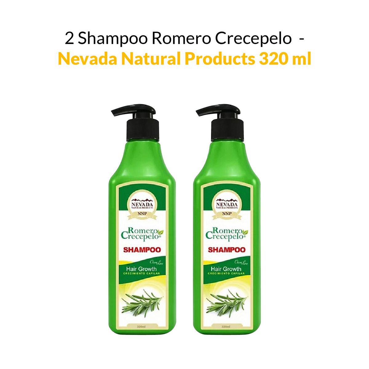 GENERICO - 2 Shampoo Romero Crecepelo - Nevada Natural Products 320ml.