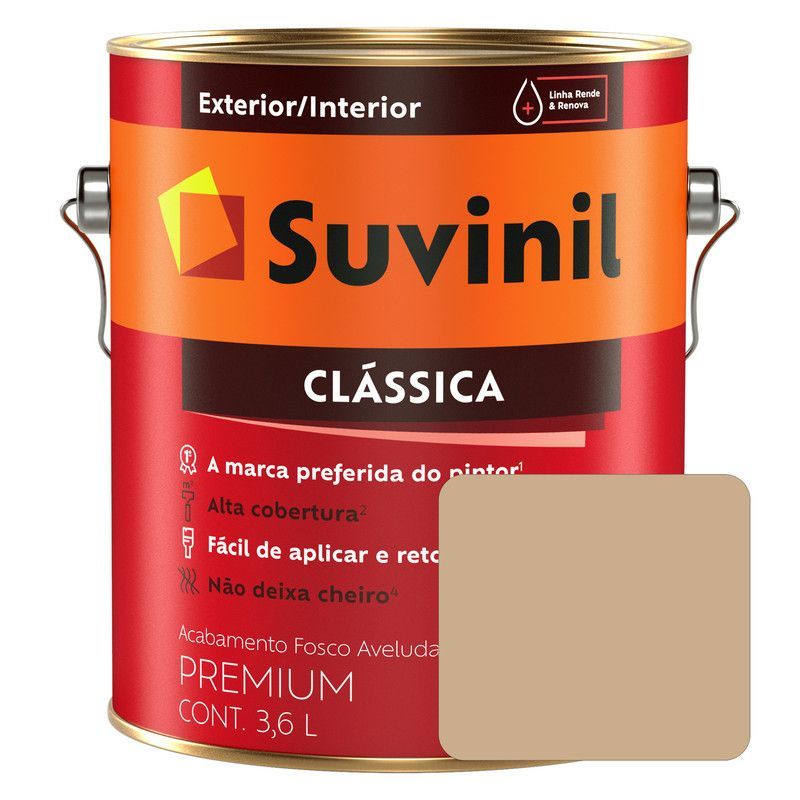 SUVINIL - Pintura Látex Suvinil Clásica Mate Aterciopelado Gamuza Lata x 3.6 L