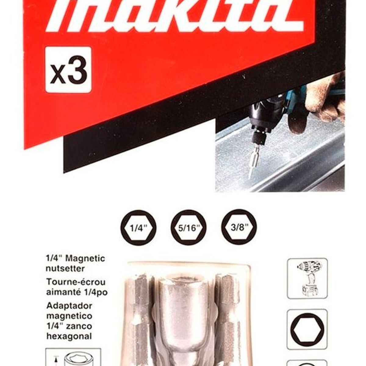 MAKITA - Set dados magnéticos  3U.1/4"-5/16"-3/8"x 48mm