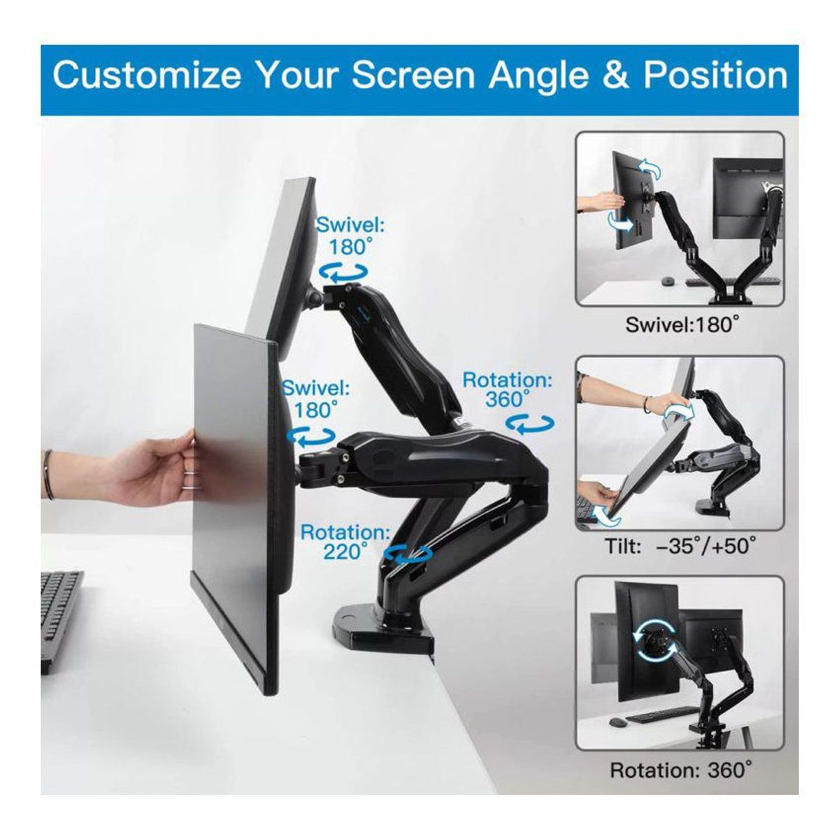 GENERICO - Rack ergonomico para 2 monitores flexigas