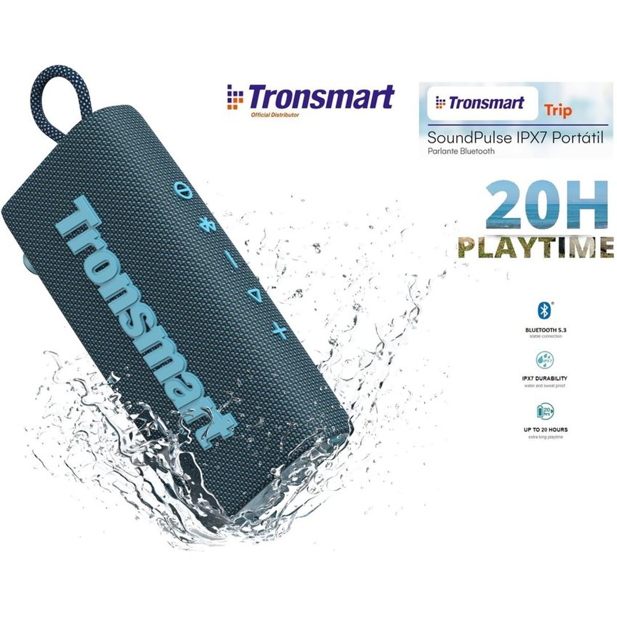 TRONSMART - Parlante Bluetooth Tronsmart Trip - Azul IPX7- 20hrs musica