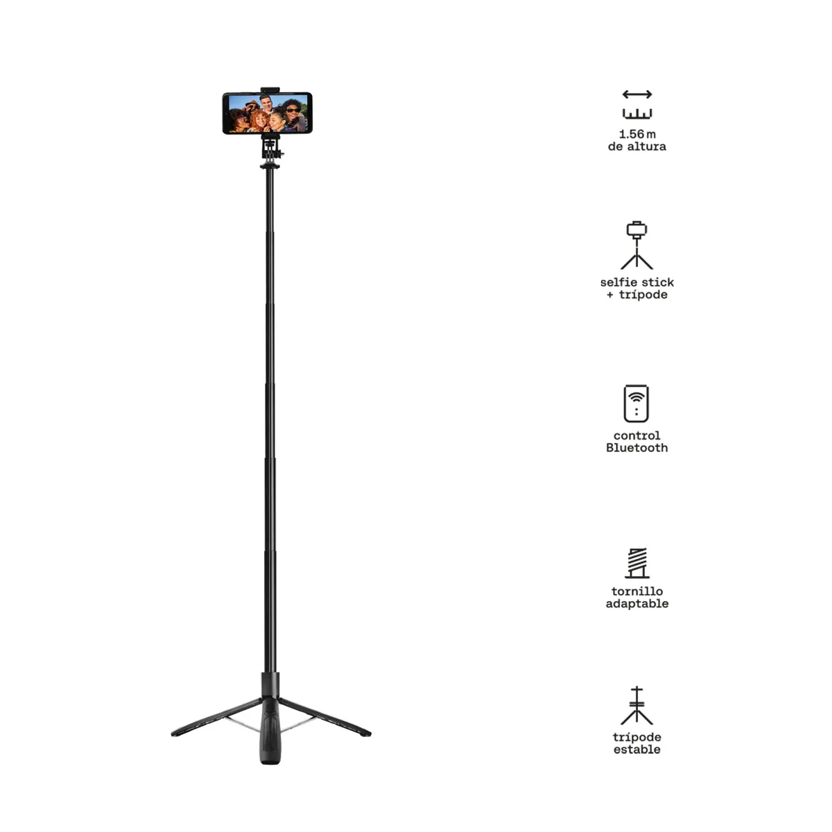 KUZLER - Tripode selfie stick con control bluetooth 156mts ansun-003 Kuzler