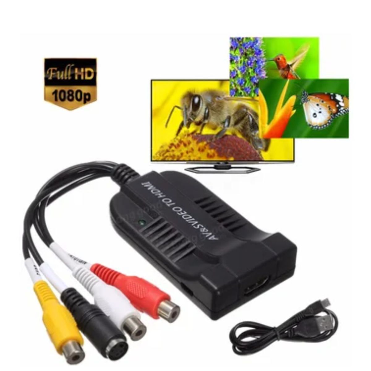 GENERICO - 1080p Av Y S-video A Hdmi Convertidor De Audio Adaptador Co