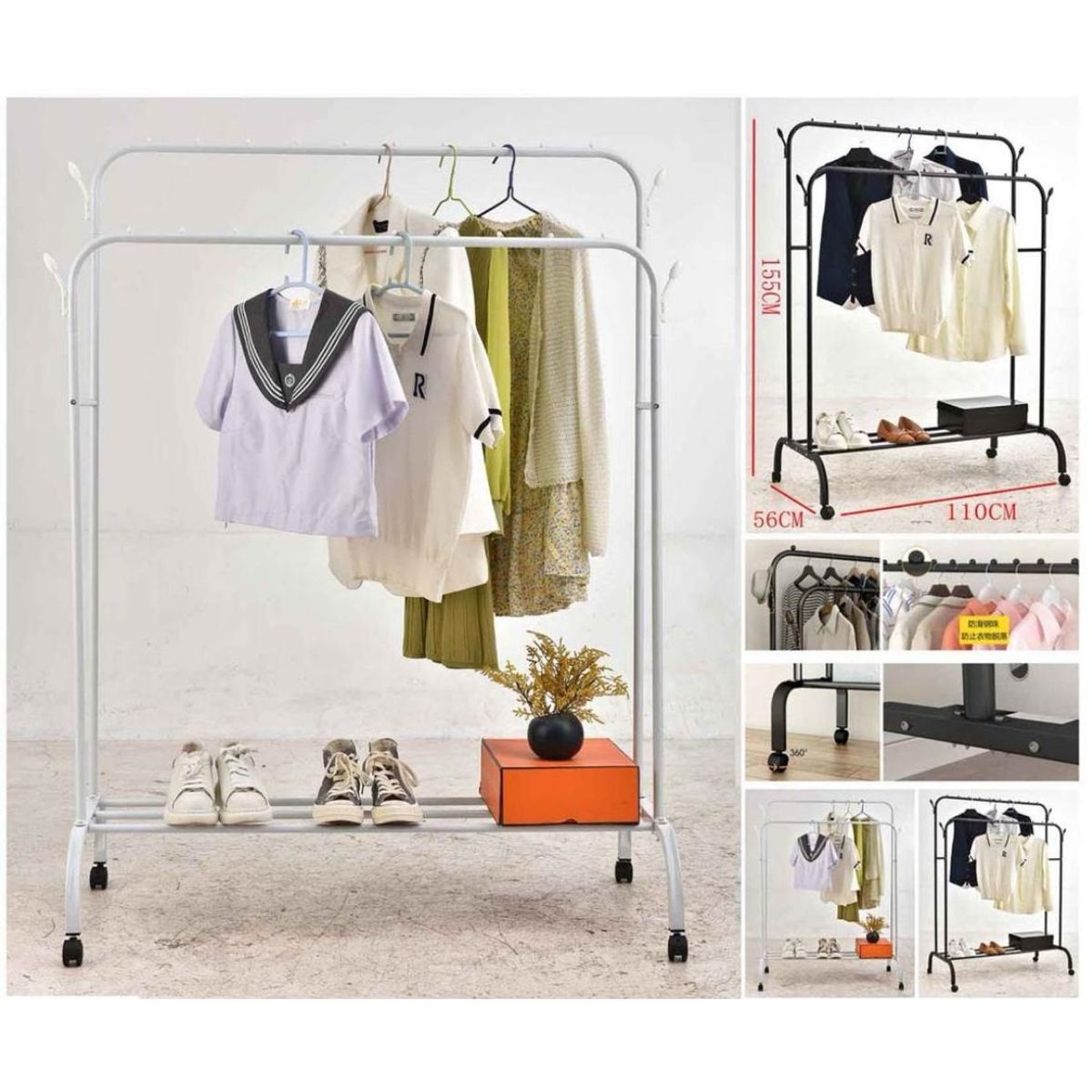 GENERICO - Estante Organizador Ropa Perchero Con Ruedas PB