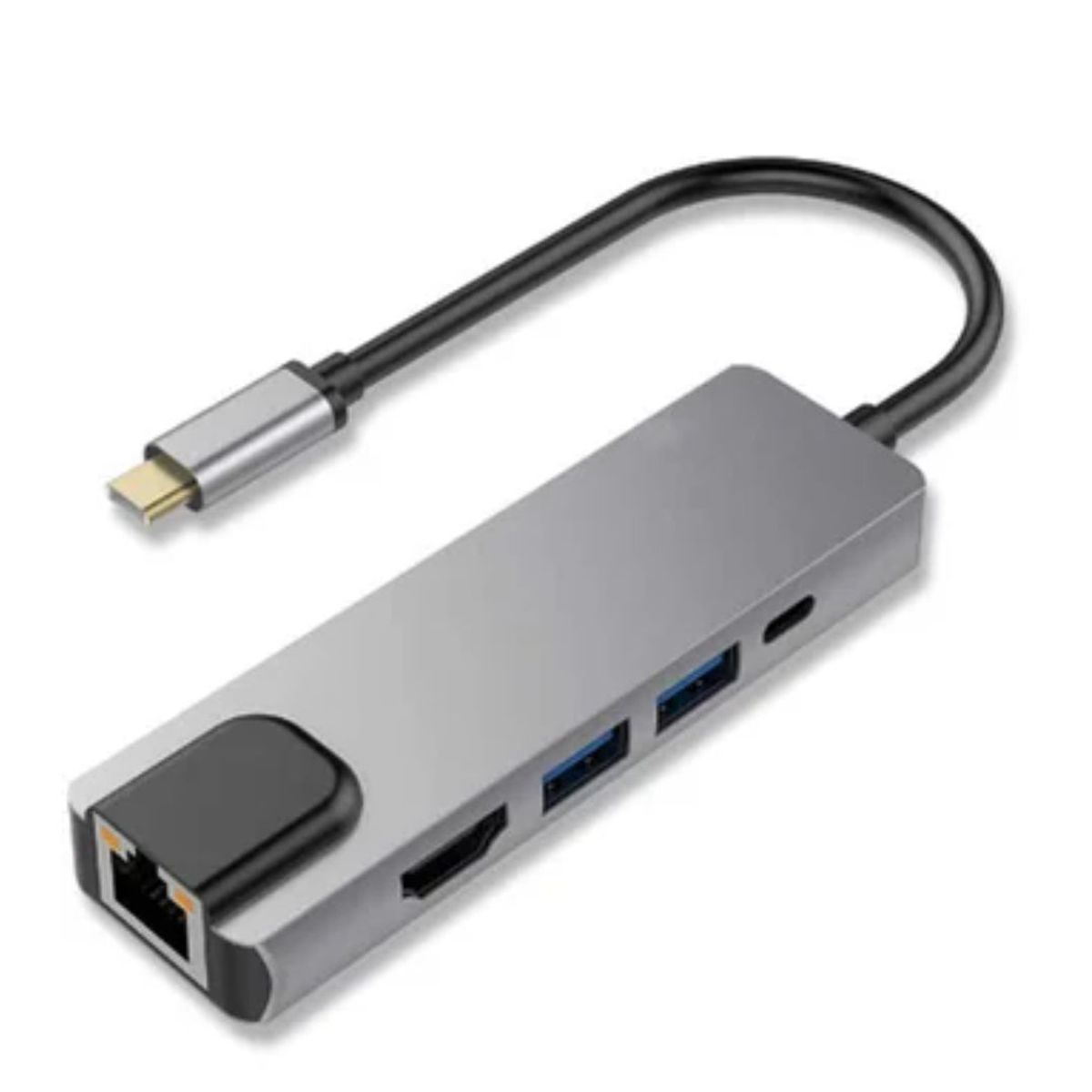 GENERICO - Adaptador Tipo C A Hmdi 4k Usb 3.0 Lan 5 En 1 Multipuerto rj45