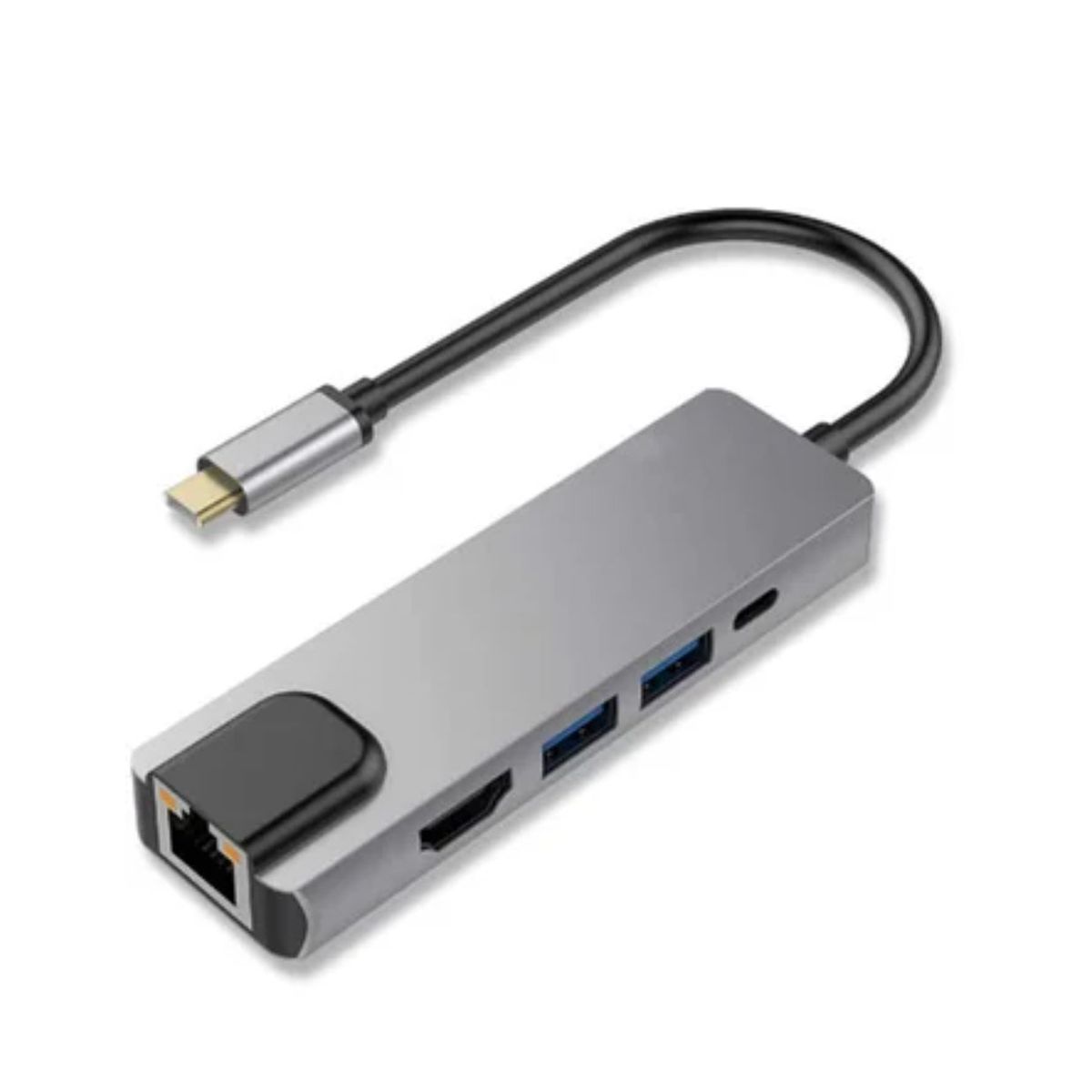 GENERICO - Adaptador Tipo C A Hmdi 4k Usb 3.0 Lan 5 En 1 Multipuerto rj45
