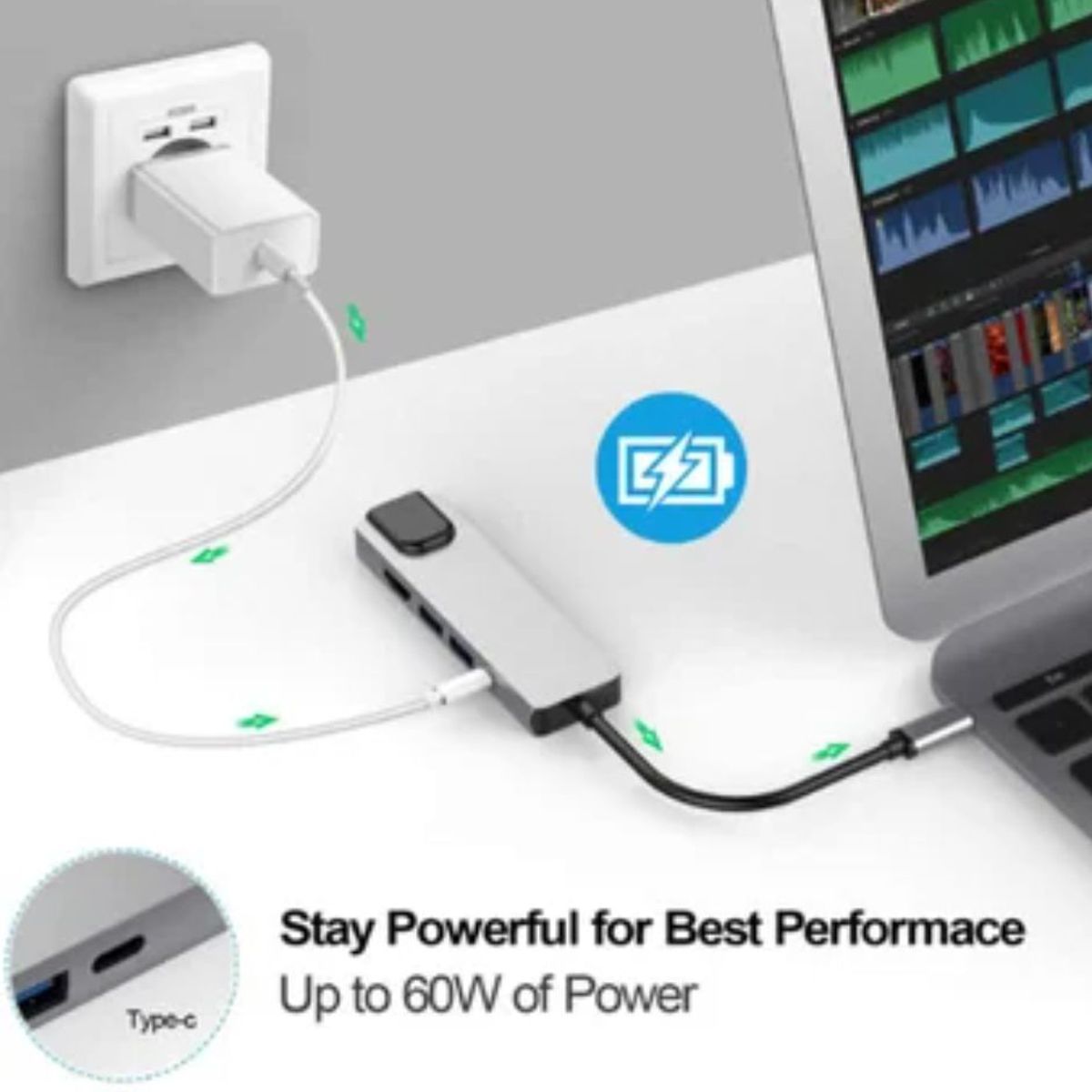 GENERICO - Adaptador Tipo C A Hmdi 4k Usb 3.0 Lan 5 En 1 Multipuerto rj45