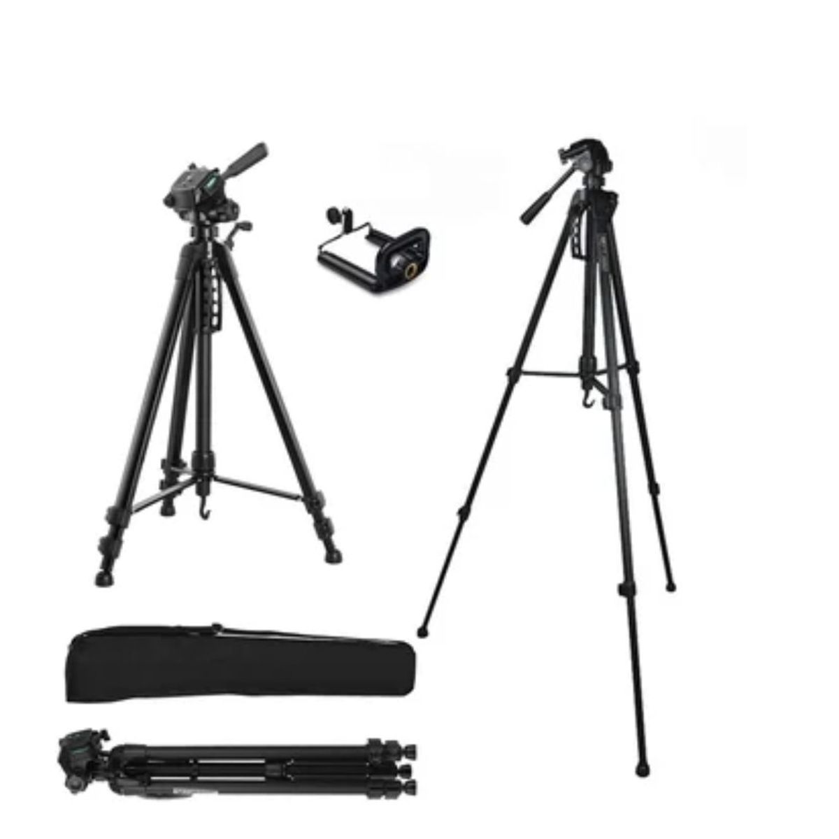 GENERICO - Tripode Camara Celular 3 Secciones 1.57m + Funda + Soporte 3540