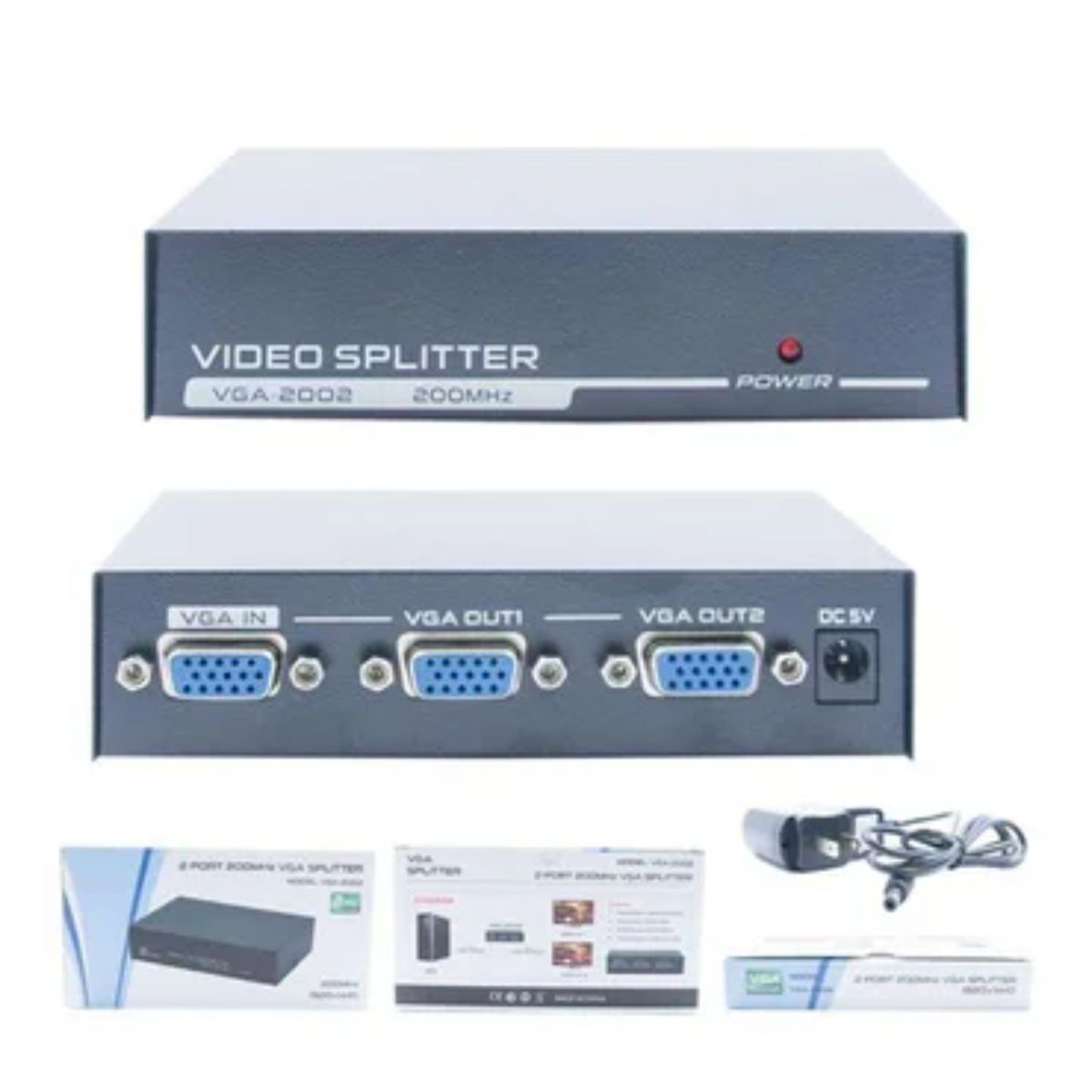 GENERICO - Splitter Vga 2 Puertos 200mhz 1920x1440 30 Metros Vga-2002