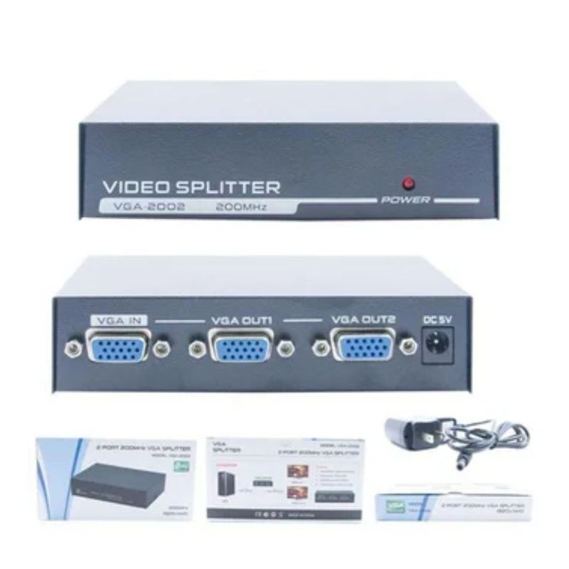GENERICO - Splitter Vga 2 Puertos 200mhz 1920x1440 30 Metros Vga-2002