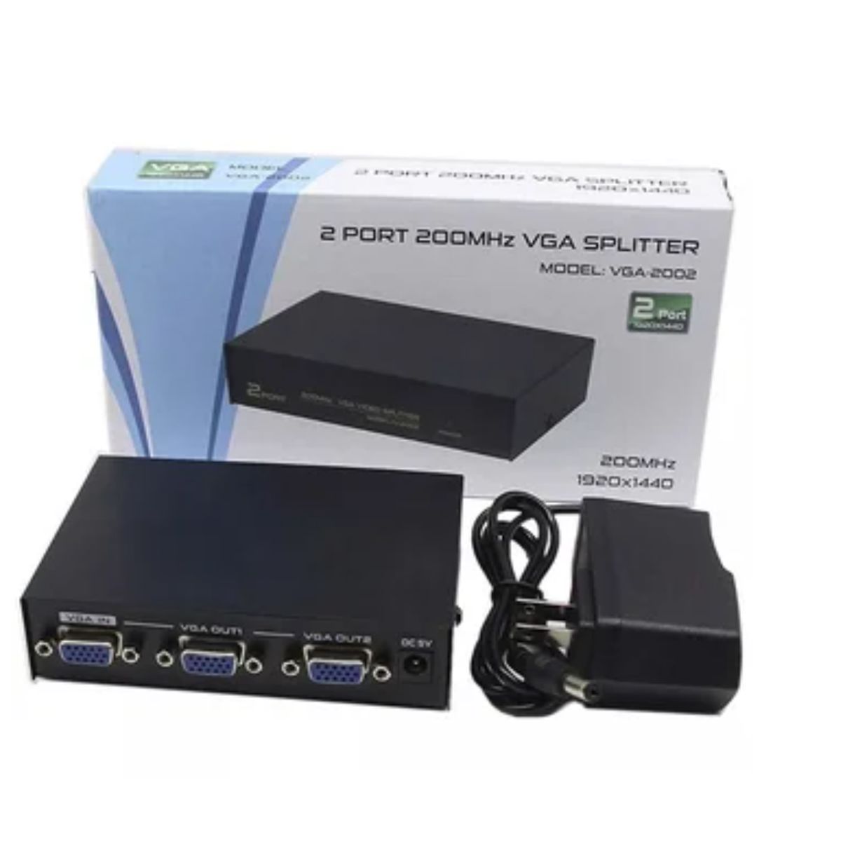 GENERICO - Splitter Vga 2 Puertos 200mhz 1920x1440 30 Metros Vga-2002