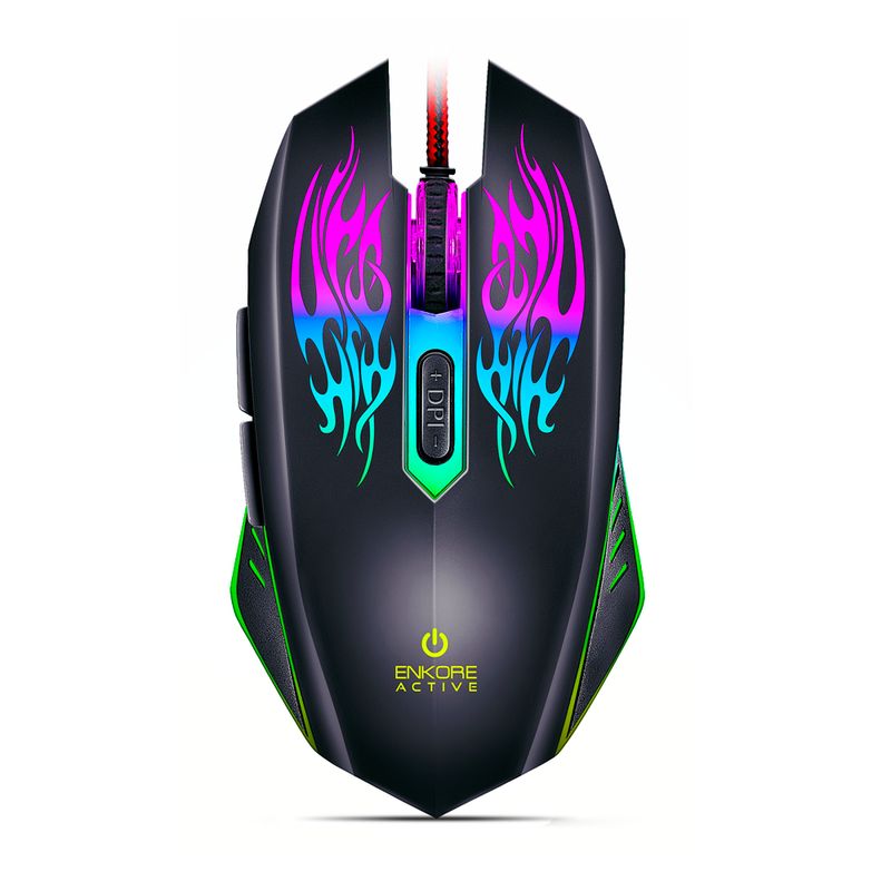 ENKORE - Mouse Gamer Active 3200Dpi Diseño Ergonómico Led
