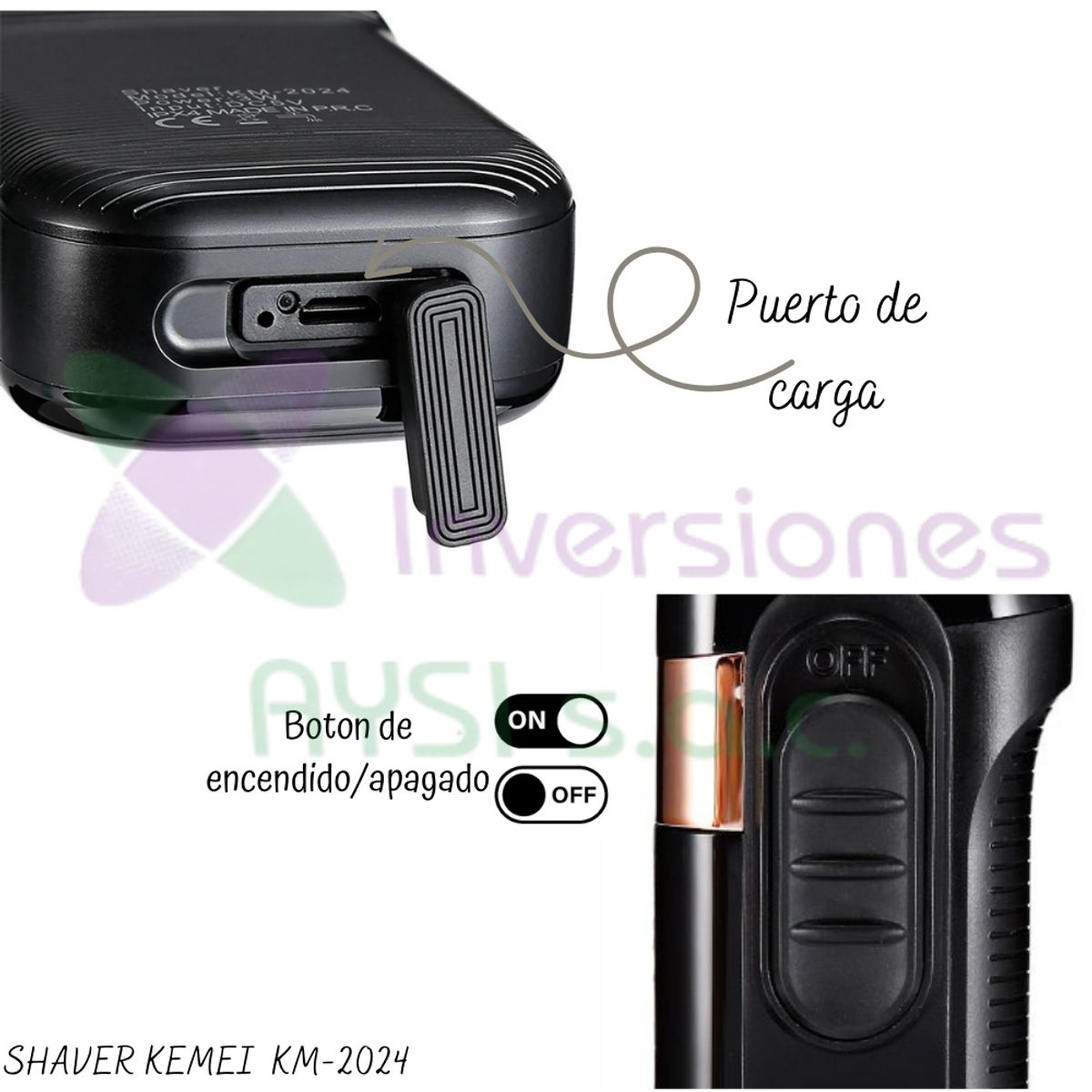 KEMEI - Afeitadora Shaver Kemei Recargable KM-2024