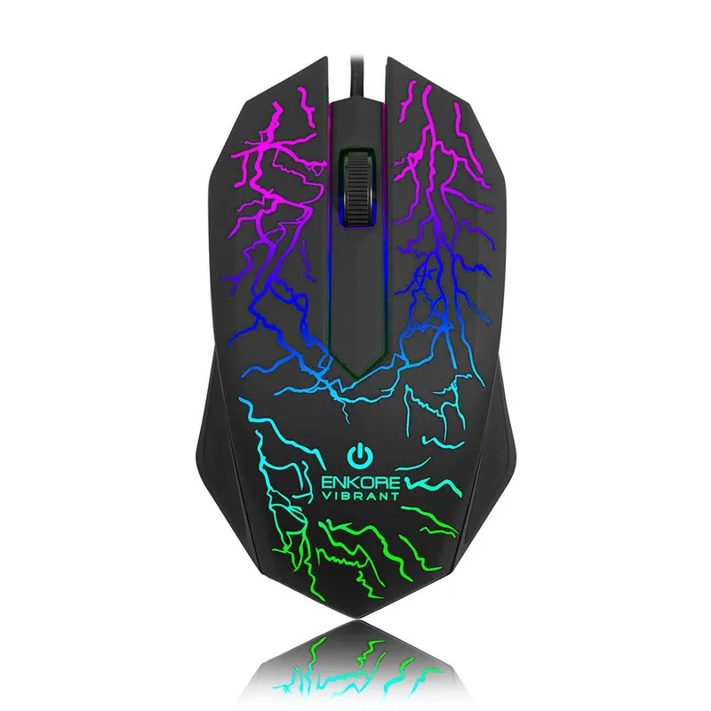 ENKORE - Mouse Gamer Vibrant 7 Led Diseño Ergonómico