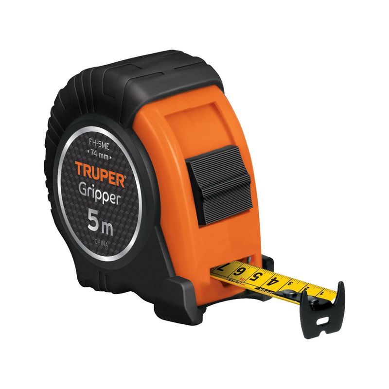 TRUPER - Wincha cinta métrica Gripper 5 m, Profesional Truper