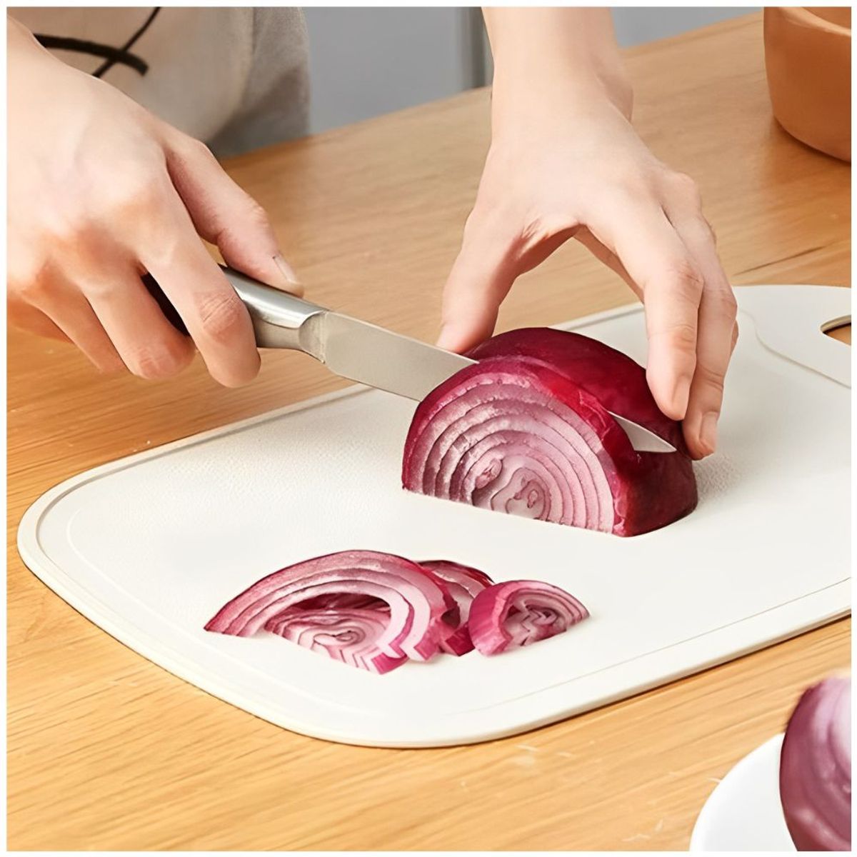 MINARI - Tabla de Picar y Cuchillo de Cocina Eco Friendly Set x3 Pcs Crema 642T