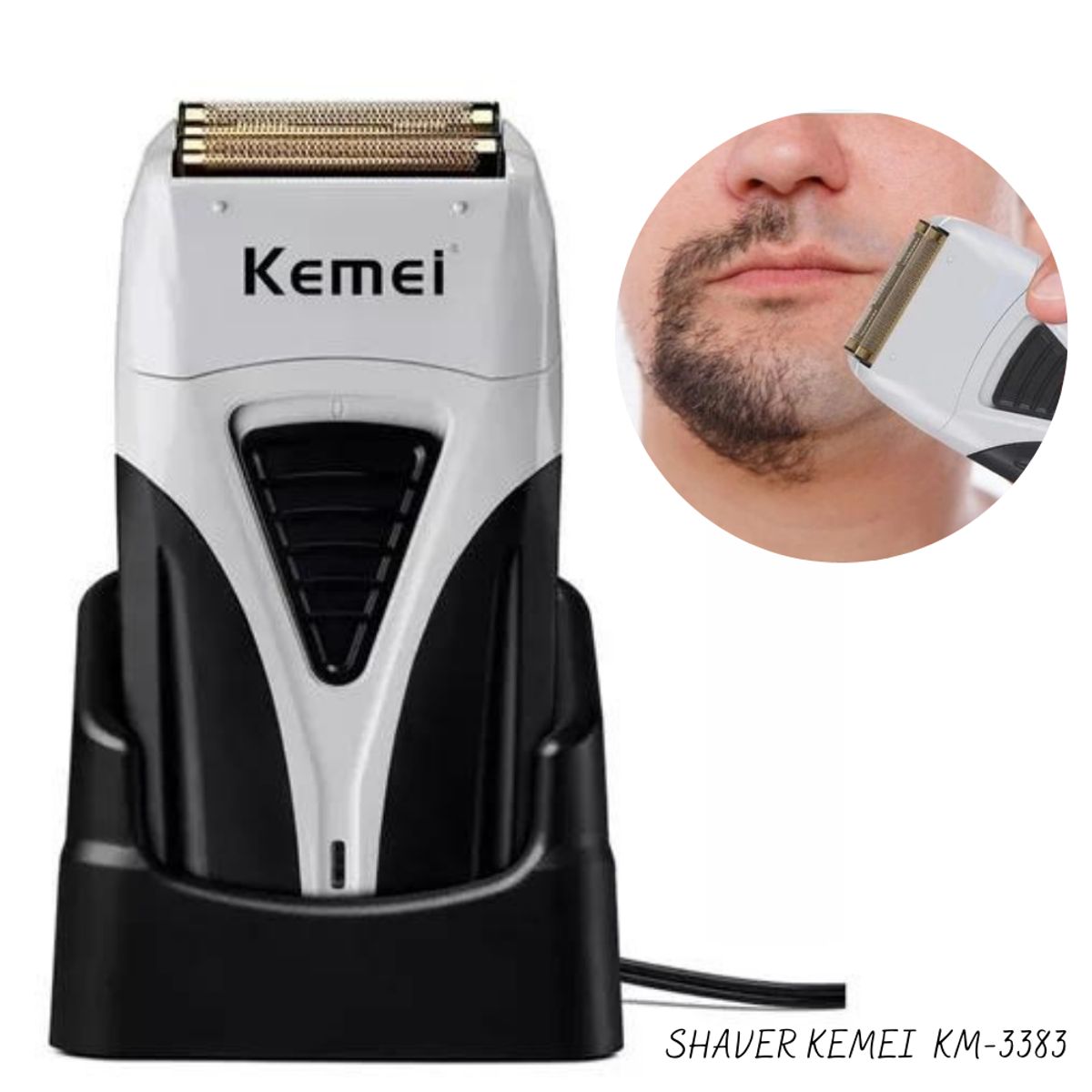 KEMEI - Shaver Recargable Kemei con Base KM-3383