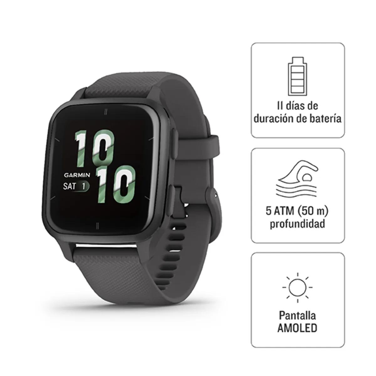 GARMIN - Smartwatch Garmin Venu SQ 2 Gris Running Deporte GPS Fitness