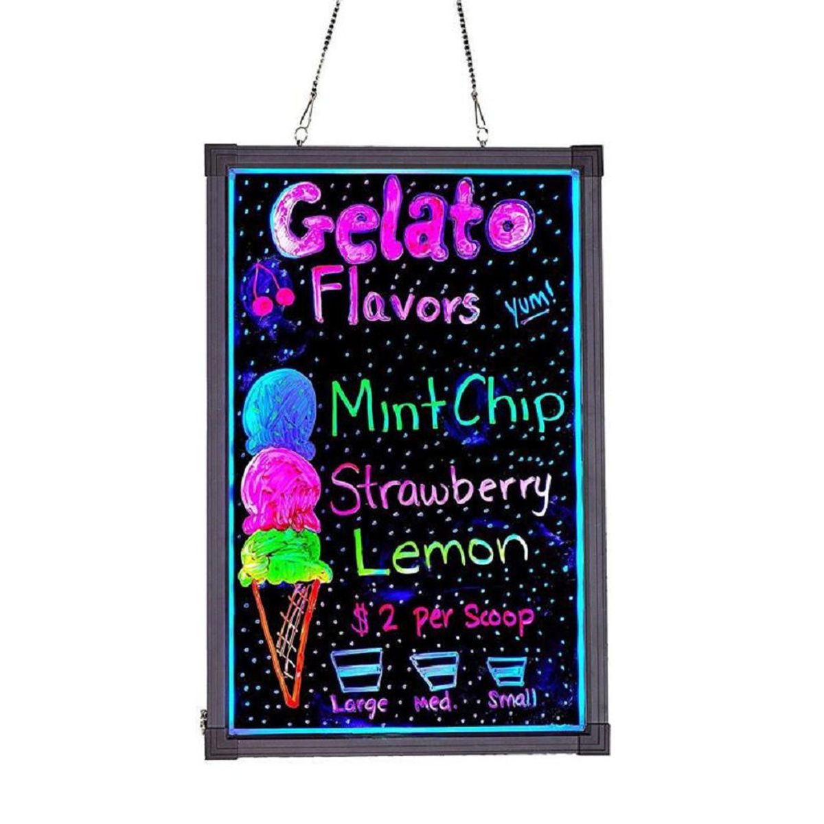 GENERICO - Pizarra Led  40×60 Cm Publicitaria  Full Color + Caja de 8 plumones