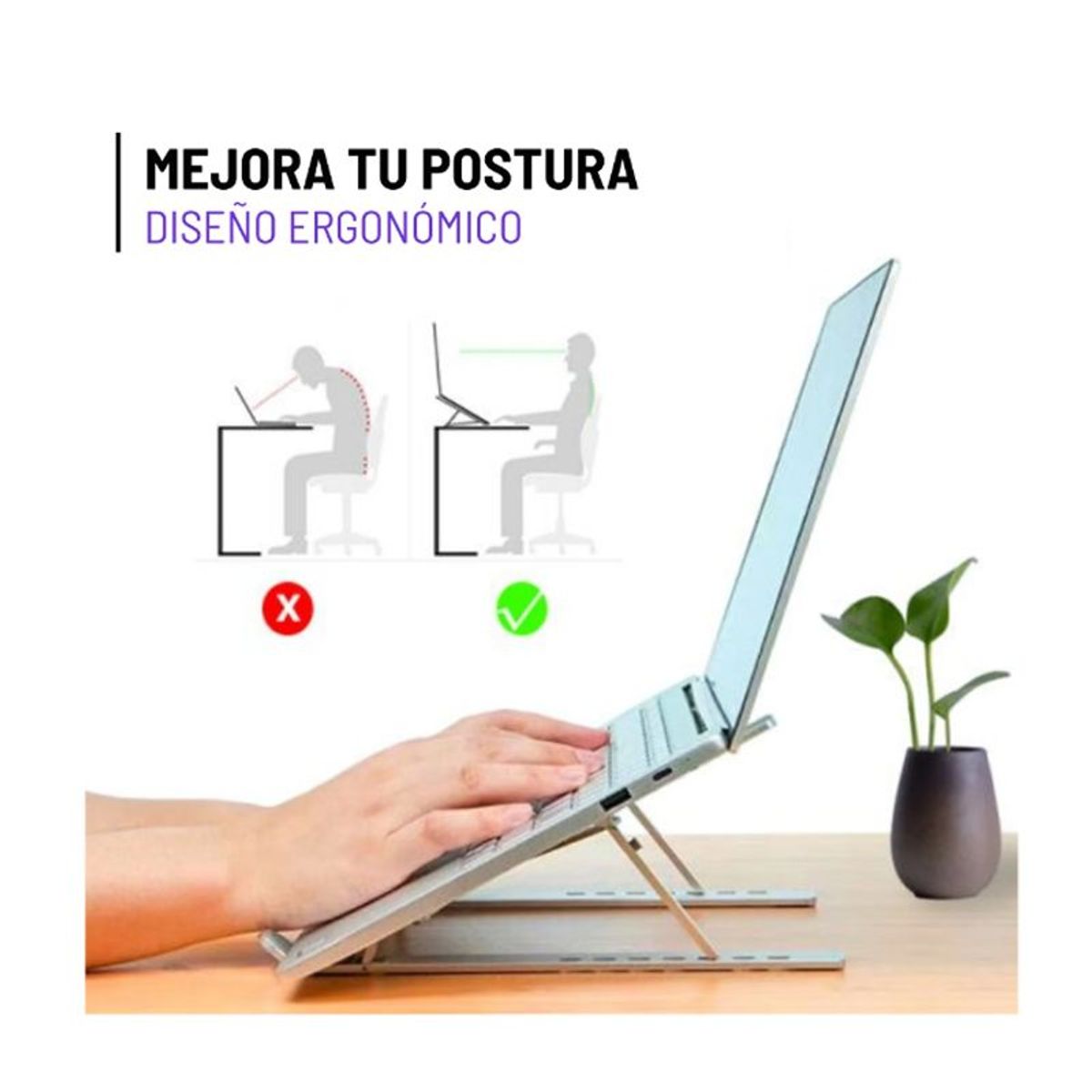 OEM - Soporte para Tablet Laptop Celular de Aluminio Cromado Plegable