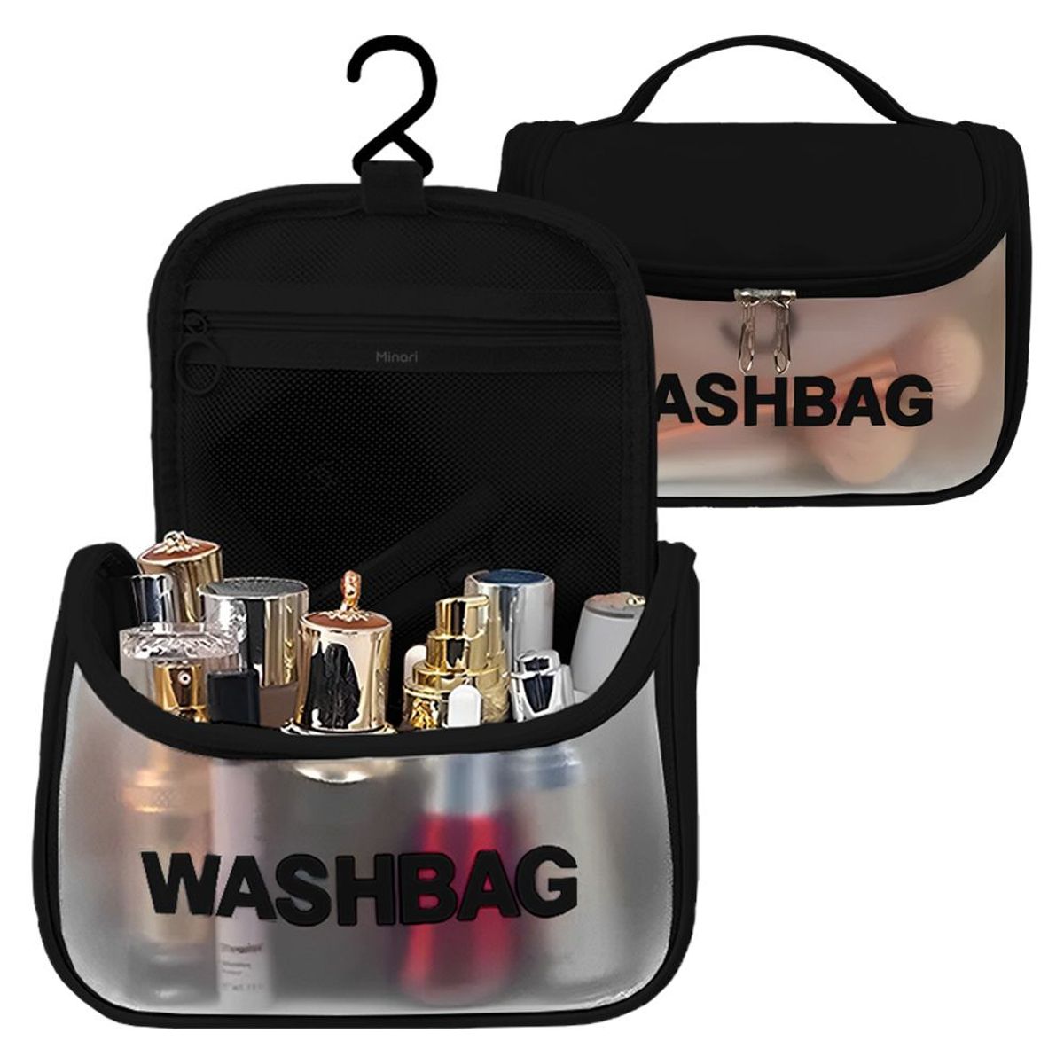 MINARI - Neceser Organizador de Maquillaje Cosméticos con Colgador Negro 646N