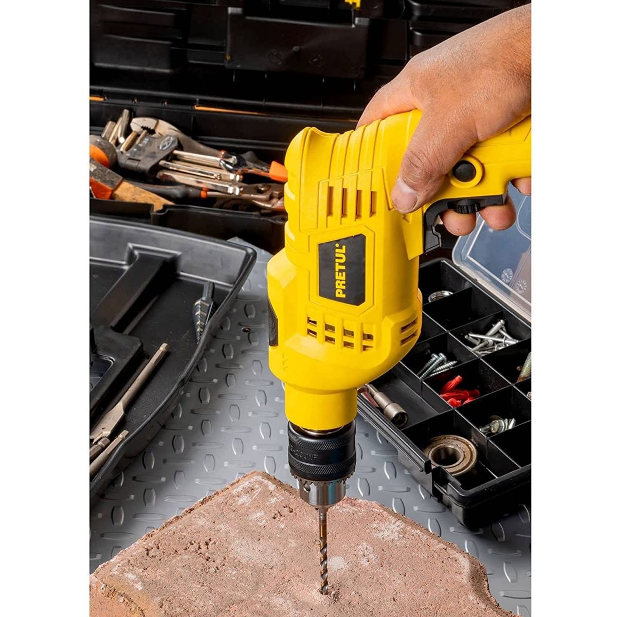 PRETUL - Combo Taladro 550w  amoladora 700w 4-12 Pretul