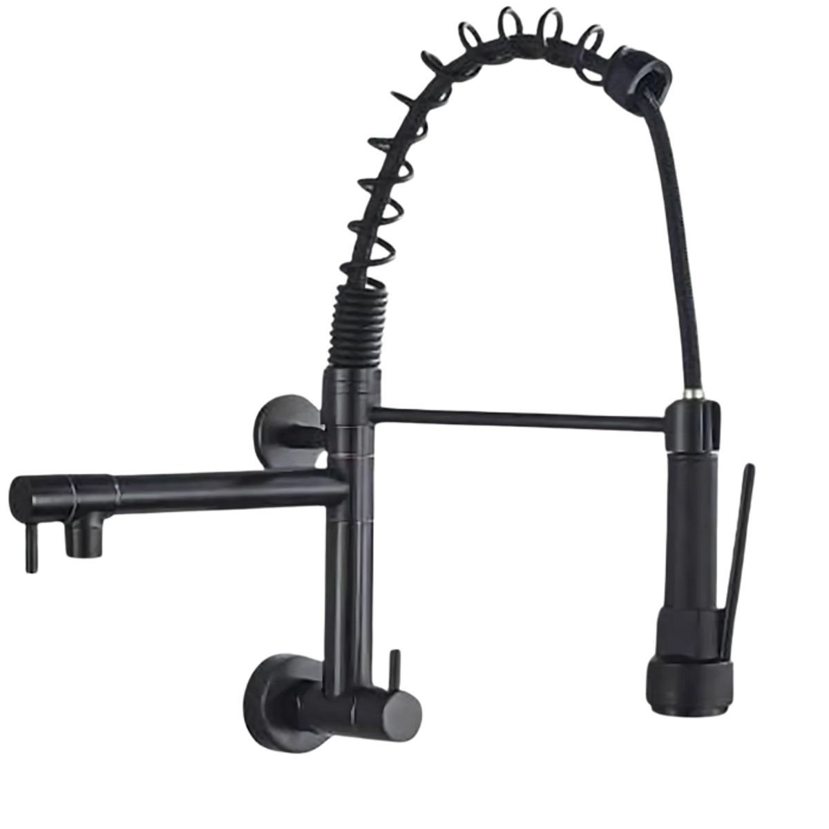 GENERICO - GRIFERÍA PARA COCINA RESORTE A LA PARED EN NEGRO MATE F1005B