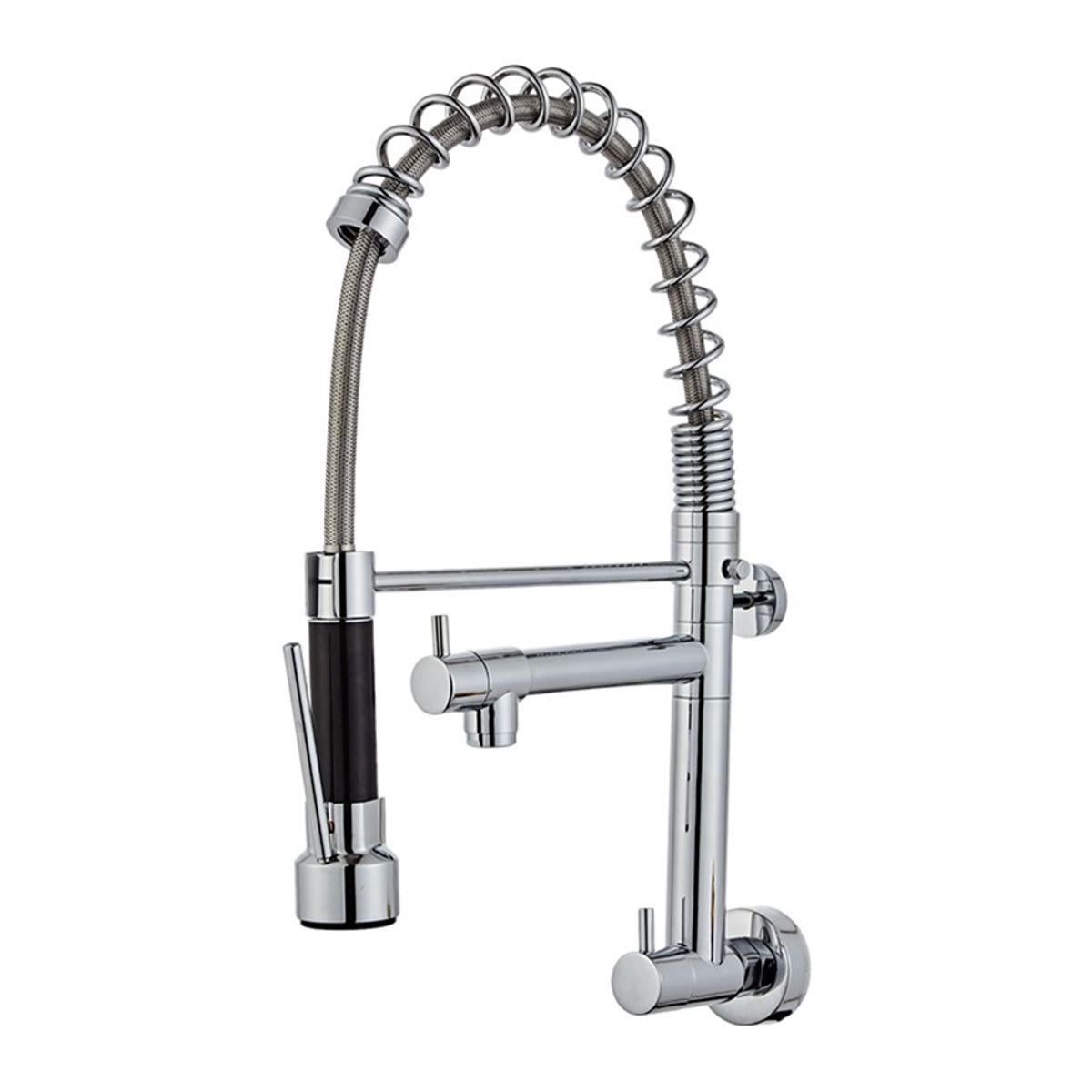 GENERICO - GRIFERÍA PARA COCINA RESORTE A LA PARED EN BRONCE CROMADO  F1005