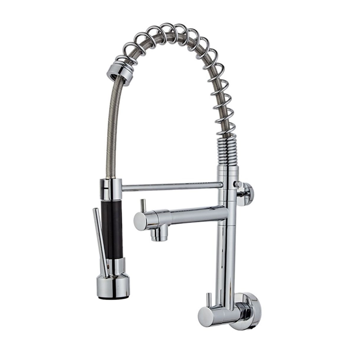 GENERICO - GRIFERÍA PARA COCINA RESORTE A LA PARED EN BRONCE CROMADO  F1005