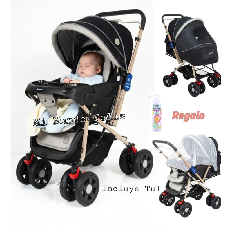 BABY HAPPY - COCHE PARA BEBE MANGO REVERSIBLE DORADO NEGRO