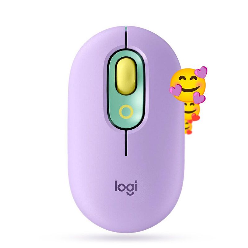 LOGITECH - Mouse Logitech pop inalambrico Bluetooth USB boton emojis - Lila