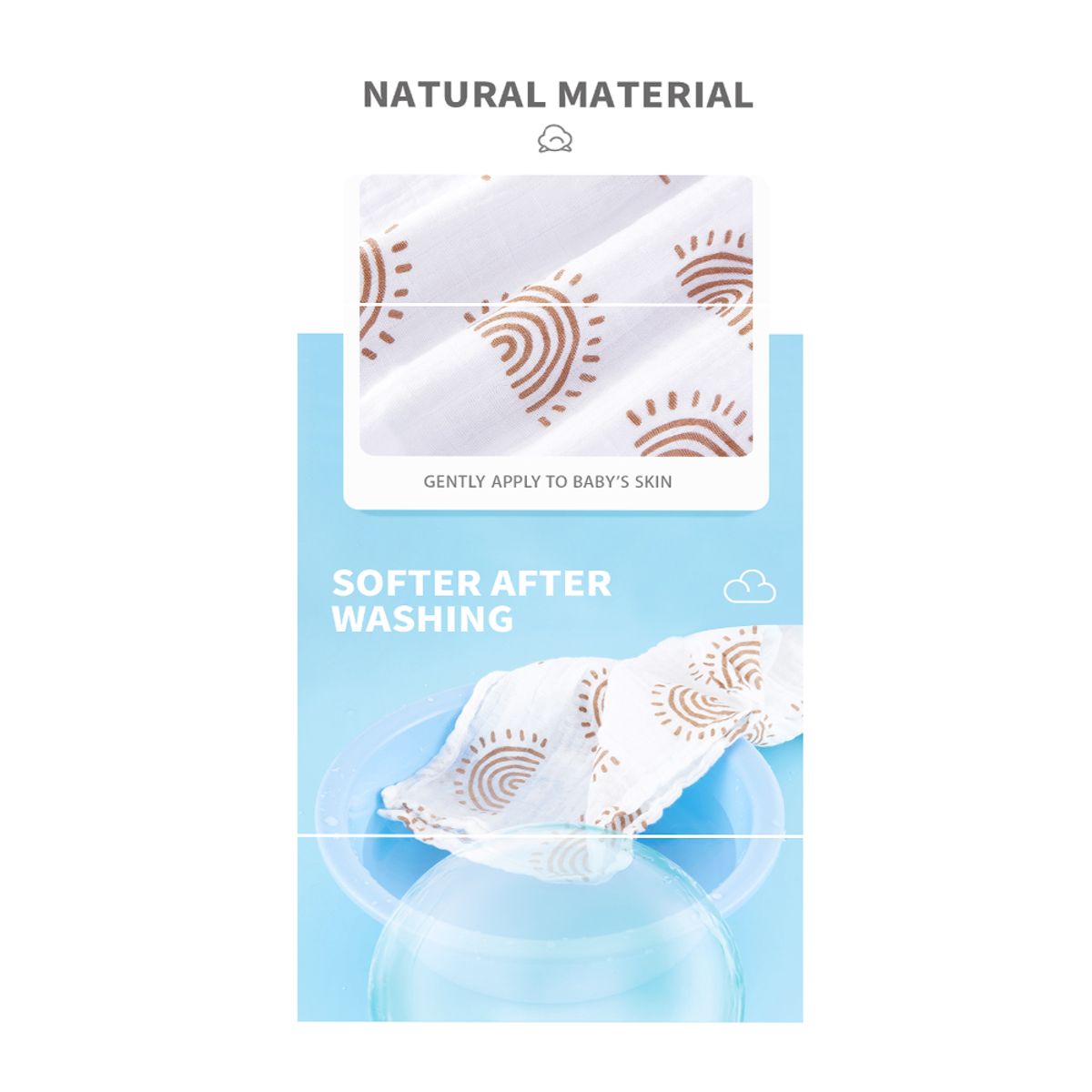 GENERICO - Manta de Muselina Suave para Bebé 100% Algodón 110 x 120 cm