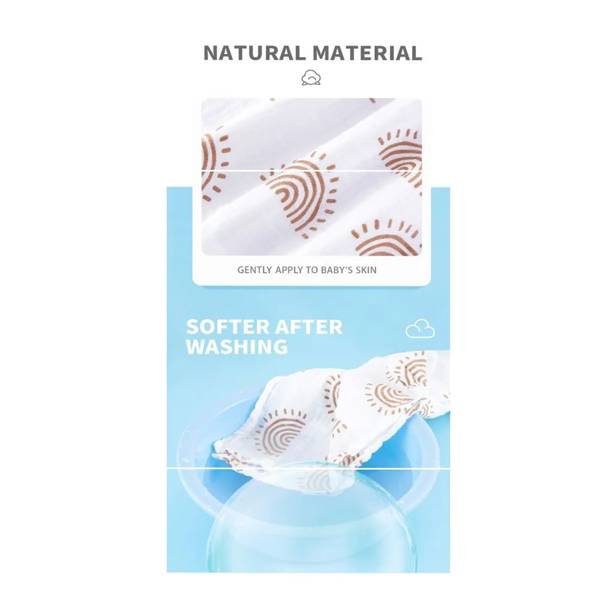 GENERICO - Manta de Muselina Suave para Bebé 100% Algodón 110 x 120 cm