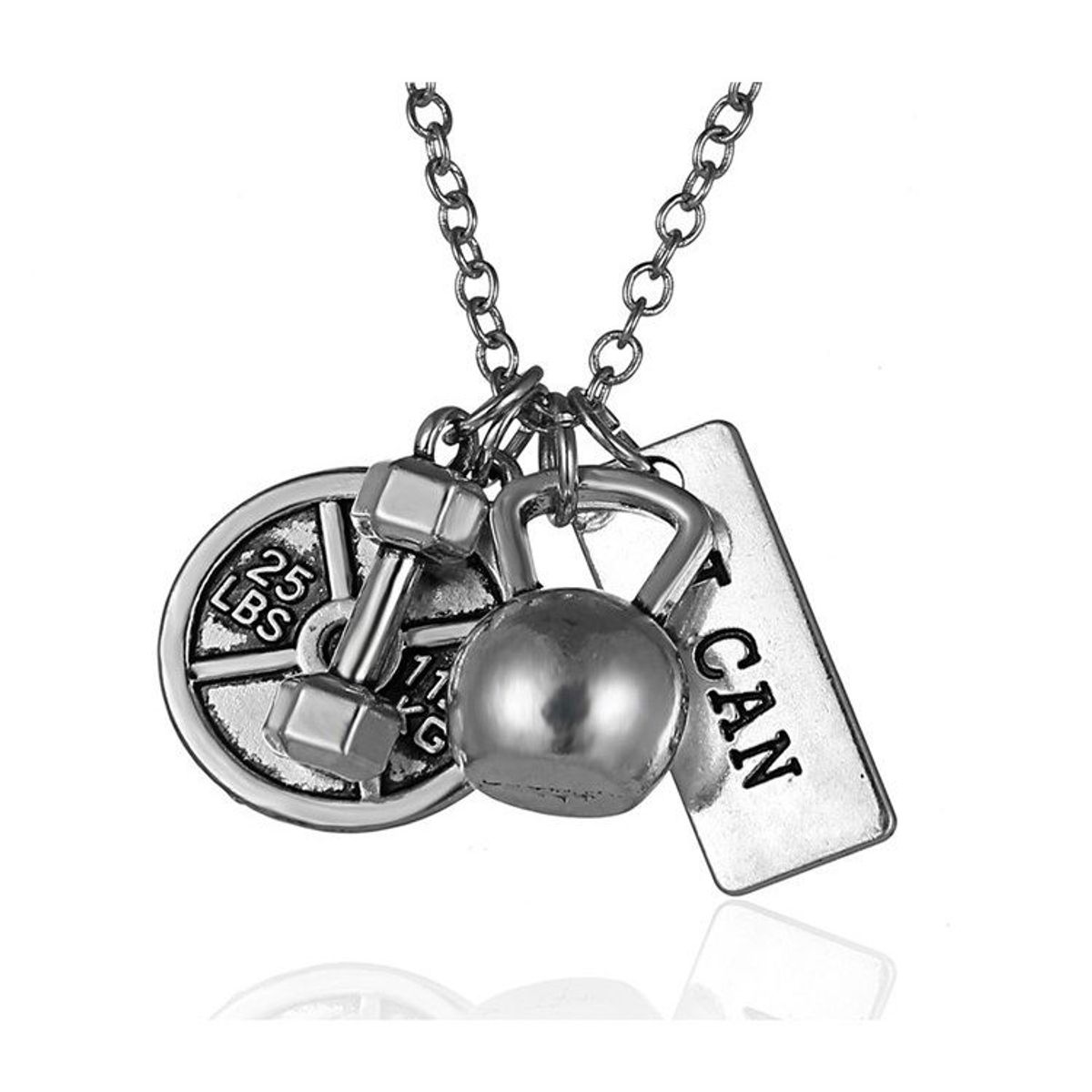 GENERICO - Collar Gym Fitness Con 4 Dijes I Can Yo Puedo