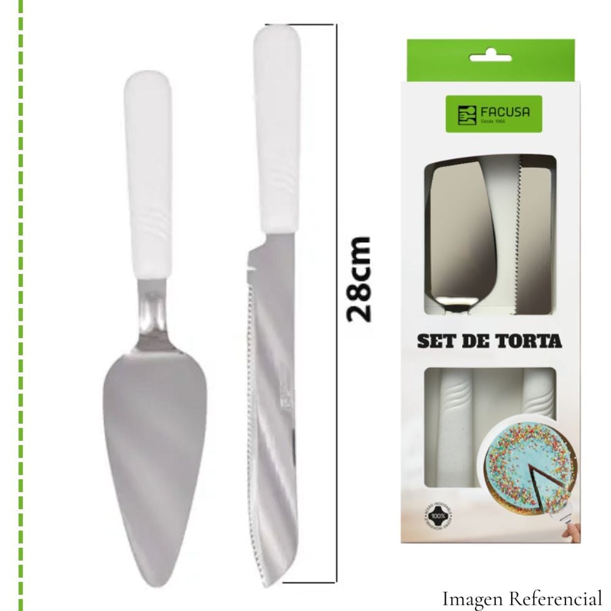 FACUSA - Set de Torta Facusa Cuchillo y Espátula Perlado
