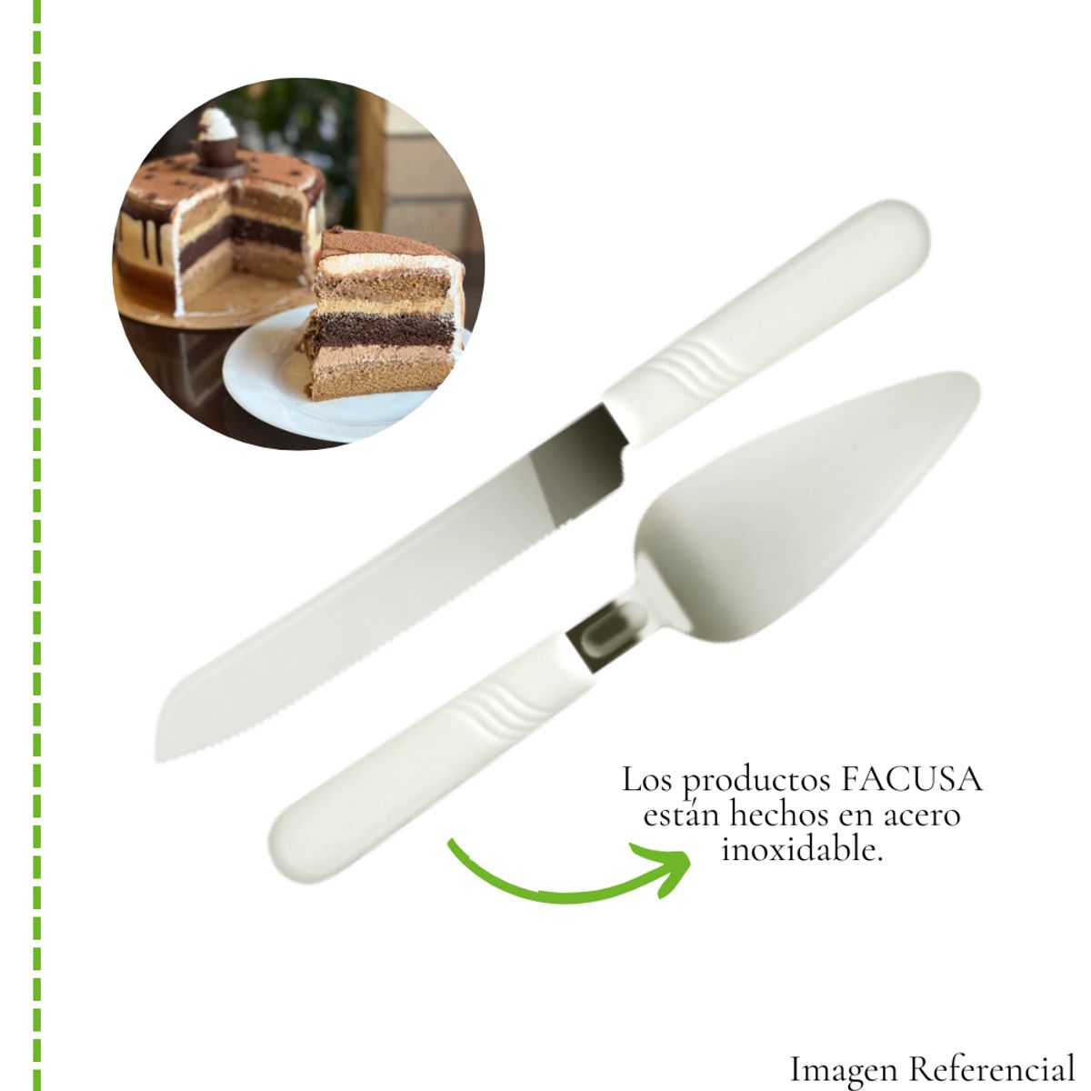 FACUSA - Set de Torta Facusa Cuchillo y Espátula Perlado