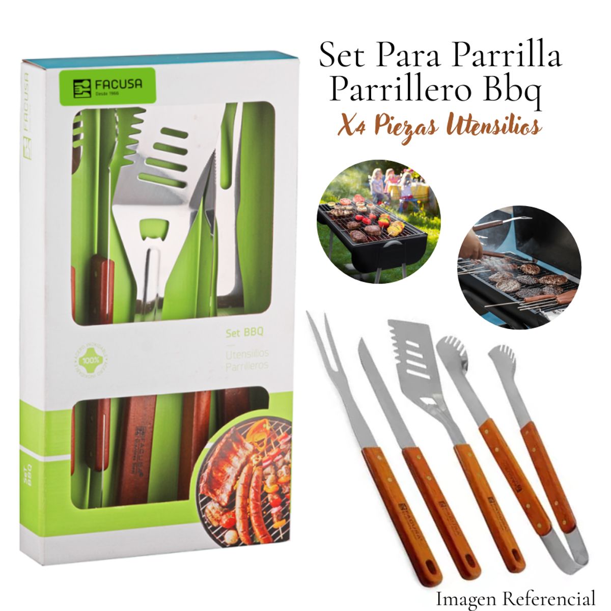 FACUSA - Set de Utensilios Facusa X 04PZS BBQ-MPC
