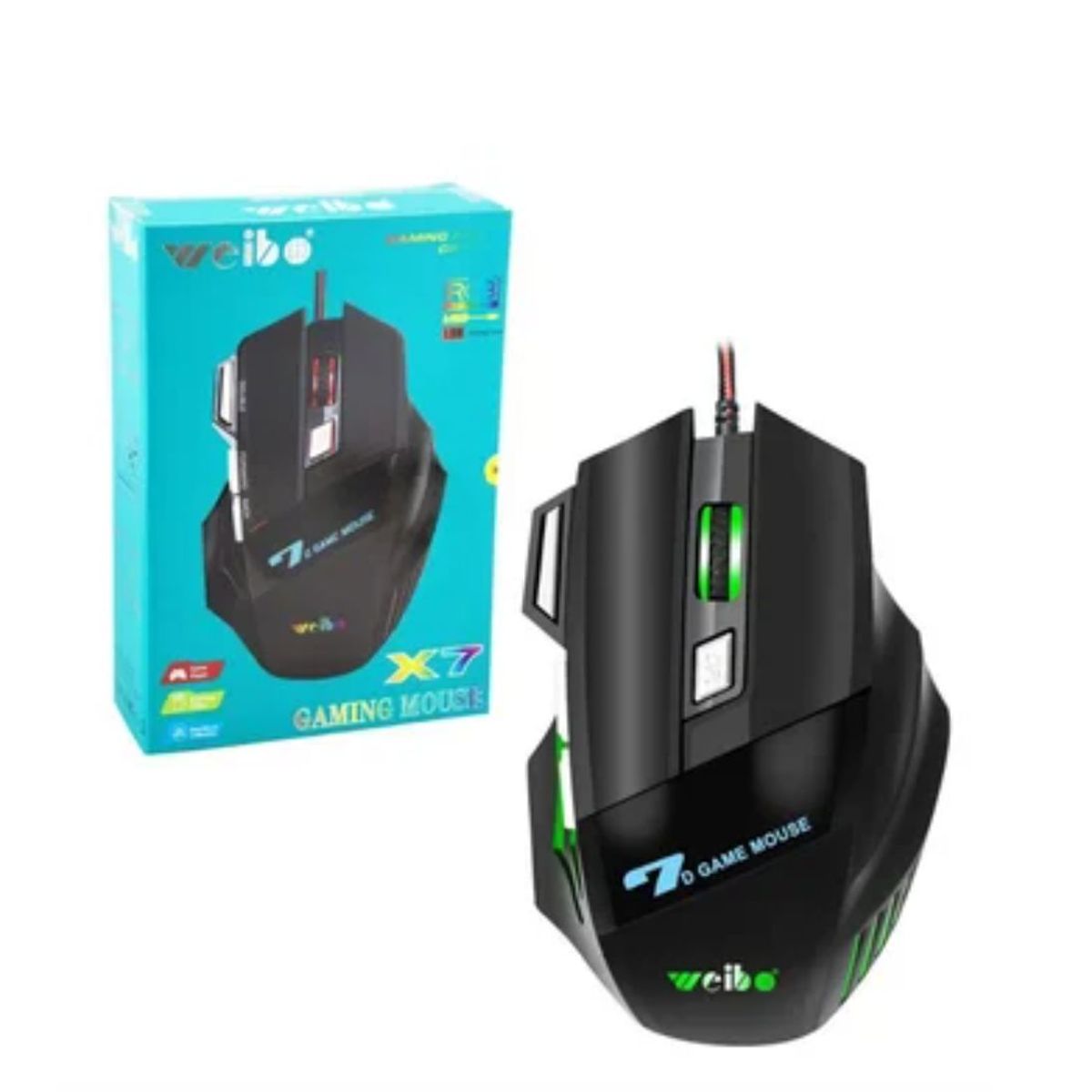 WEIBO - Mouse Gamer Weibo X7 Rgb Iluminacion Led 3200 dpi cable 1.8m 7 botones