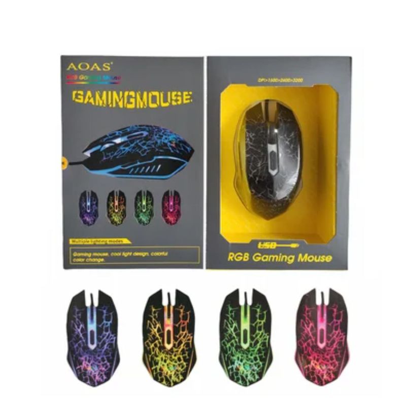 WEIBO - Mouse Gamer Aoas K70 Rgb Iluminacion Led 3200 Dpi Cable 1.8m
