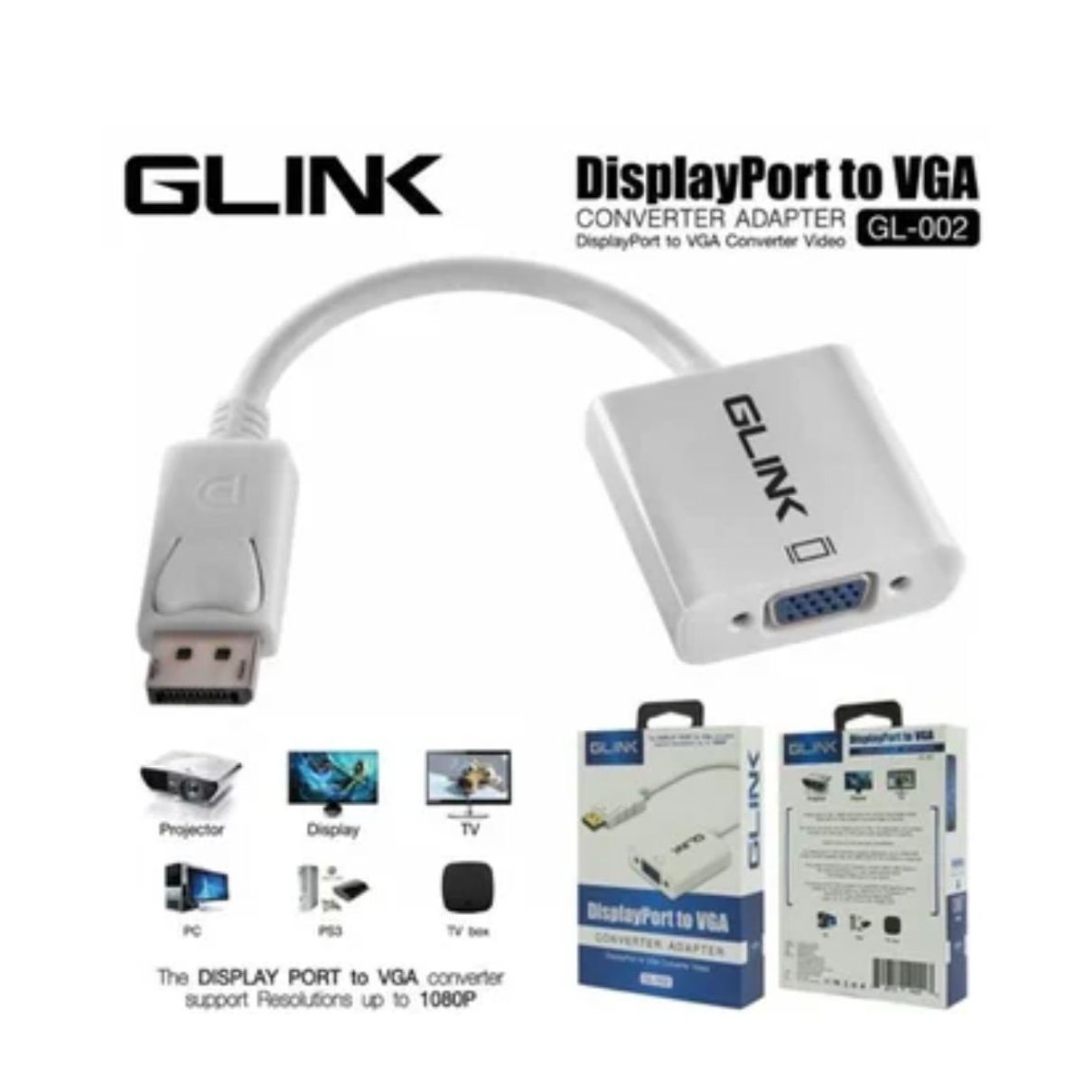 GENERICO - Adaptador Convertidor DisplayPort A Vga Dp A Vga Glink 1080