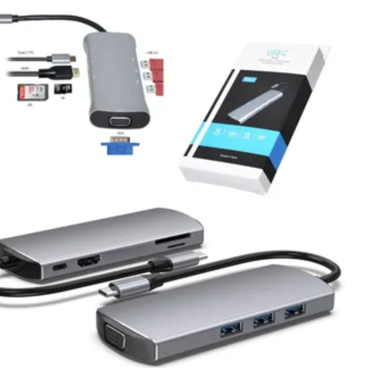 GENERICO - Adaptador Tipo C A Hmdi 4k Usb 3.0 8 En 1 Multipuerto V192a