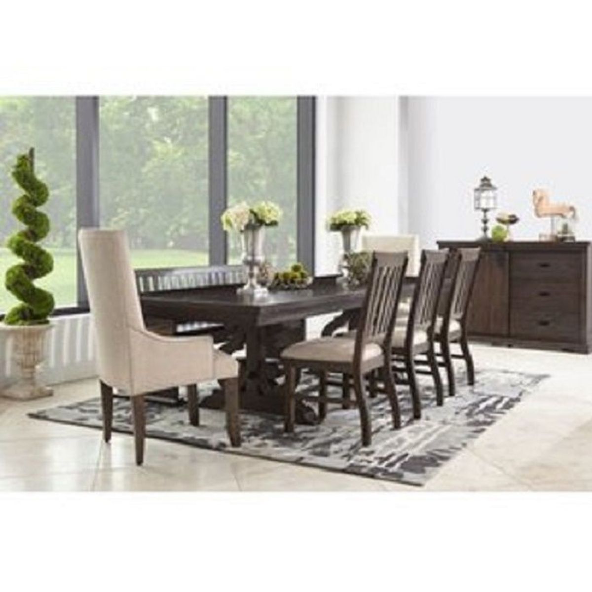 DMUEBLES - Juego De Comedor 3 Sillas + 2 Butacas + Banqueta Qusco Beige
